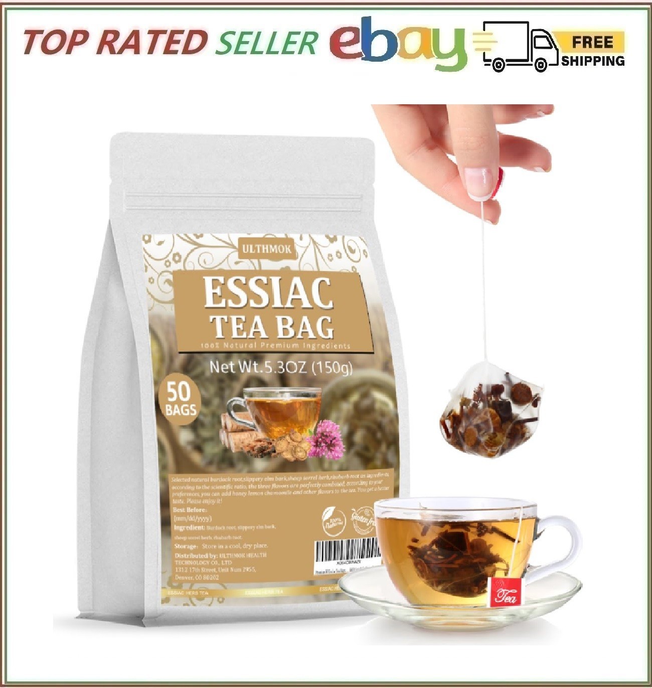 Essiac Tea Bags 50 Count Wellness Blend Natural Ingredients Caffeine Free