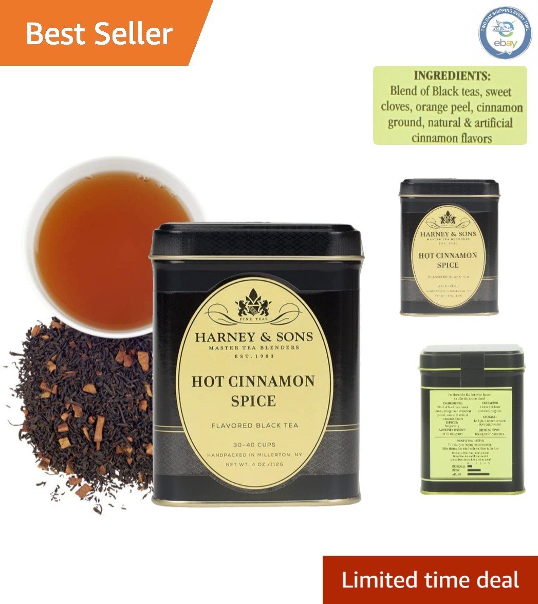 4 Ounce Hot Cinnamon Spice Black Tea – Infused with Aromatic Cinnamon