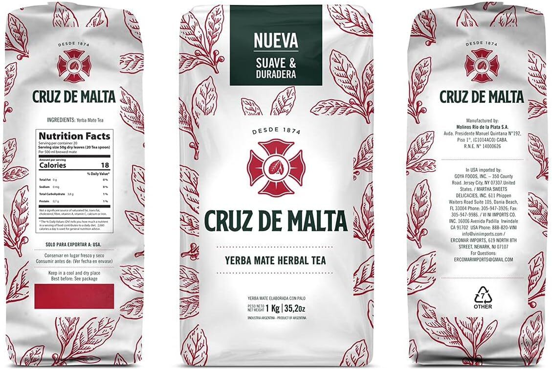 YERBA MATE CRUZ de MALTA 2.2lb 1 kilo 2.2 Pound (Pack of 1)
