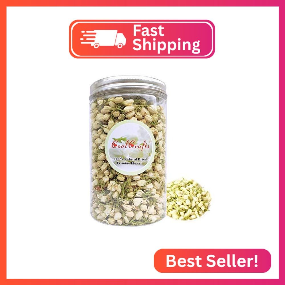 CoolCrafts Dried Jasmine Flowers Bulk Dry Jasmine Buds for Tea, Baking, Crafts-
