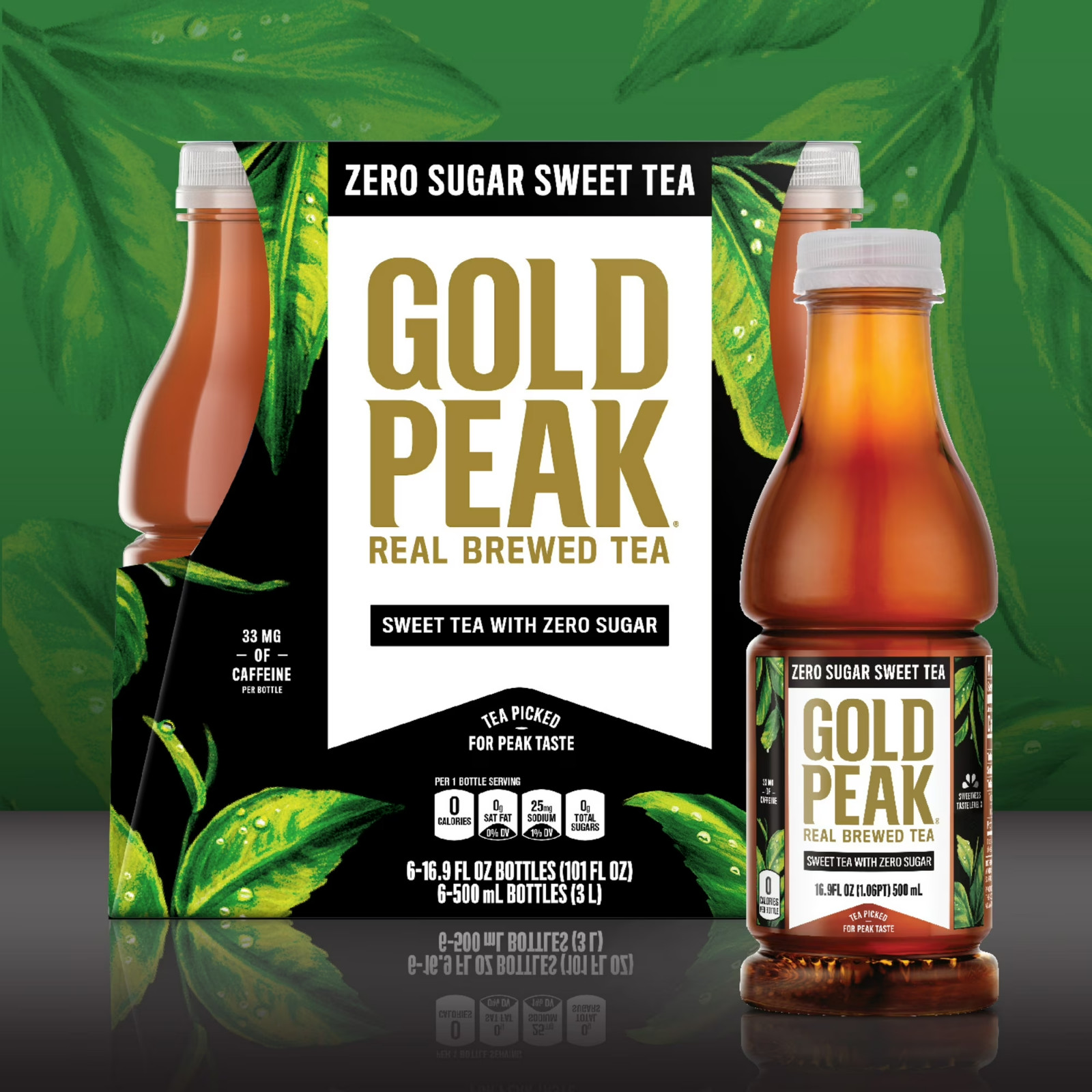 Gold Peak zero sugar sweet Tea 16.9 fl oz bottles 6 Pack………