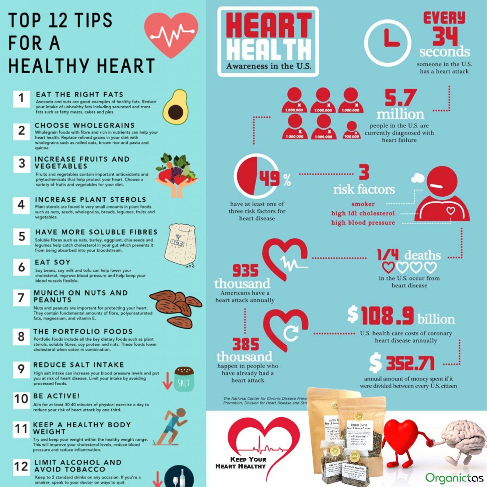 Heart Health Functional Herbal Tea Blend of 5 Selected Natural Herbs, Cardio