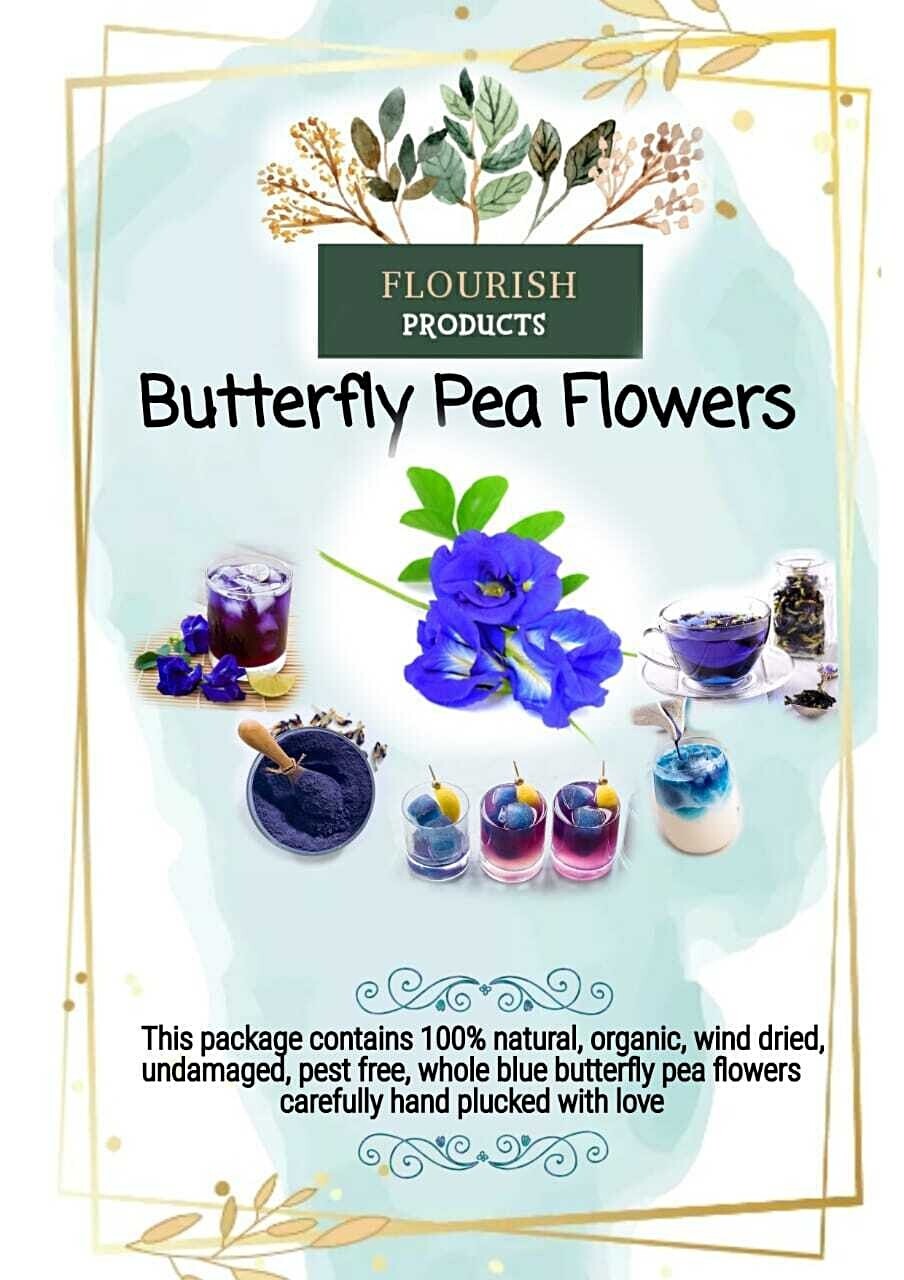 100% Natural wind dried organic blue butterfly pea flowers for teas & drinks 28g