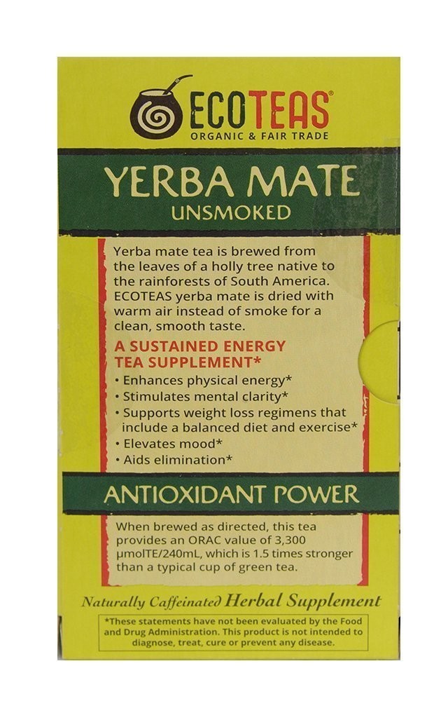 Organic Yerba Mate Unsmoked Tea 24 Bags Pack of 3