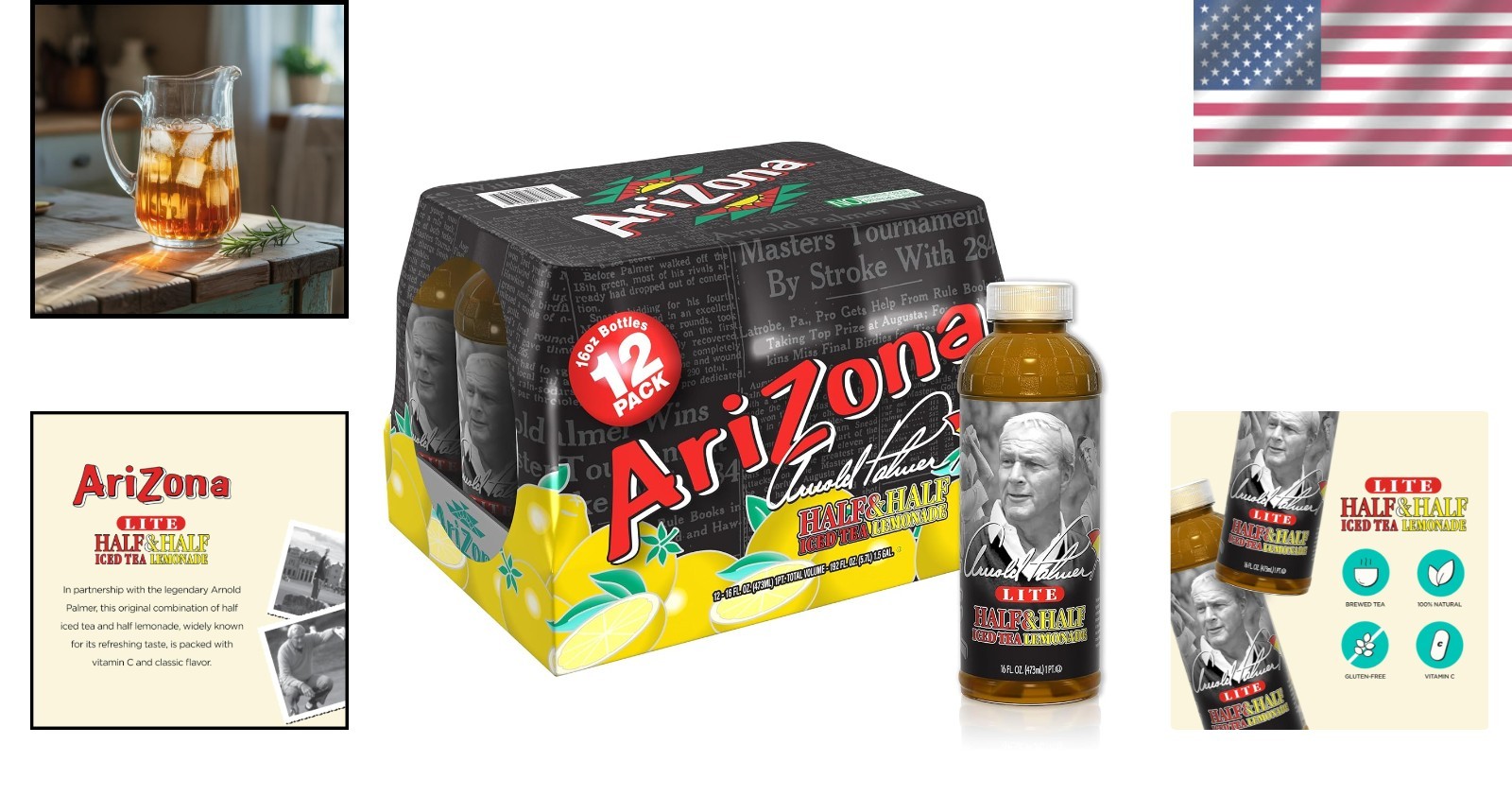 Arnold Palmer Bottled Iced Tea – 16oz x 12 Count – Refreshing & Natural