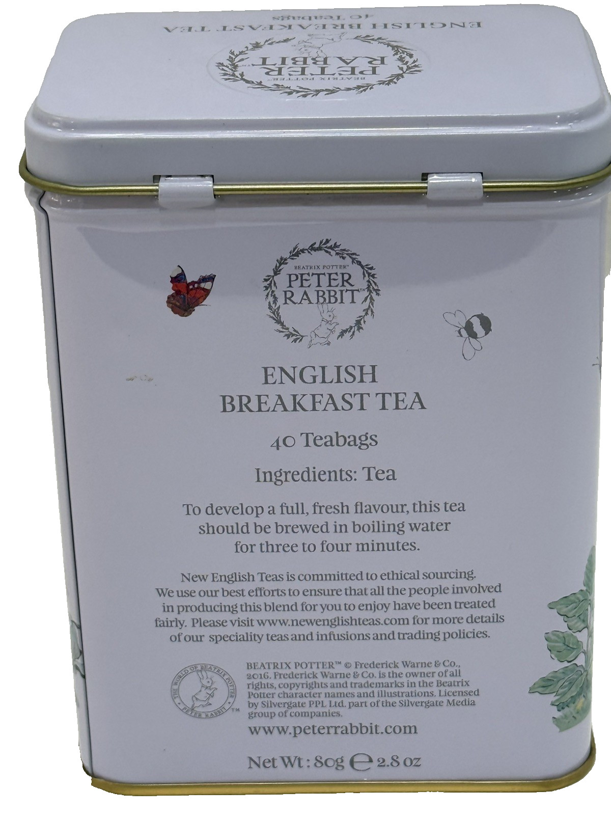 NEW Beatrix Potter Peter Rabbit English Breakfast Tea Tin 40 Teabags Exp 10/2026