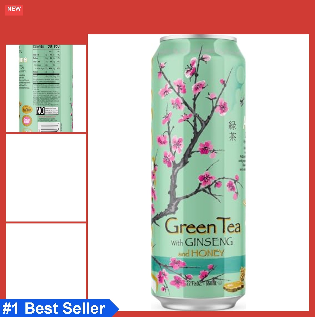Green Tea 22 Fl Oz Big Can Iced Flavored Drink Kosher