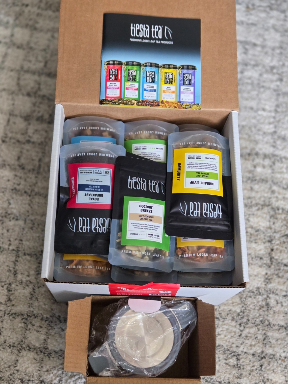 Tiesta Tea Tastings 45 Pouch/500 Cup Dry Loose Leaf Sampler Set & Infuser Bundle