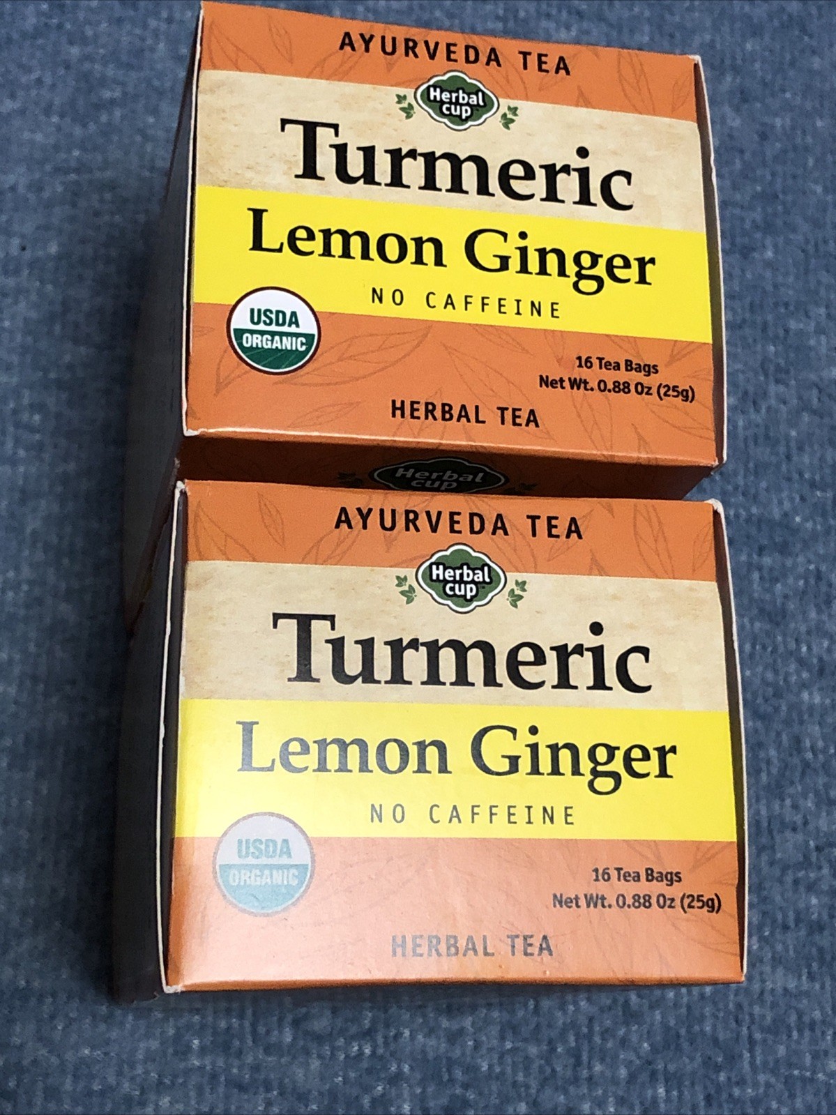 2 PACK – Cup Ayurveda Turmeric Tea, Organic Lemon Ginger No Caffeine NEW