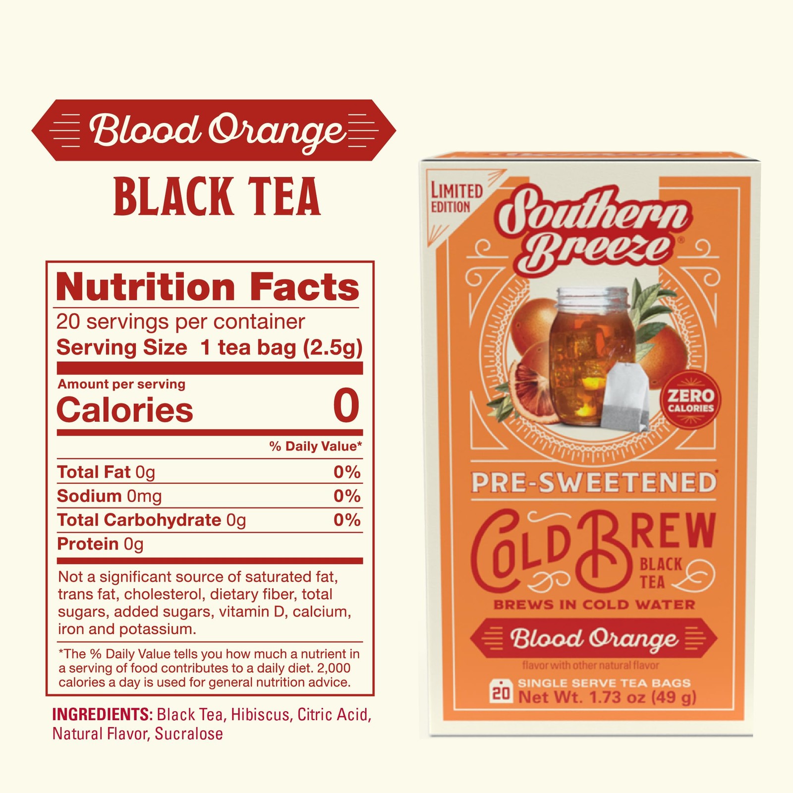 Cold Brew Sweet Tea Blood Orange Iced Tea with Black Tea and Zero Carbs Zero …