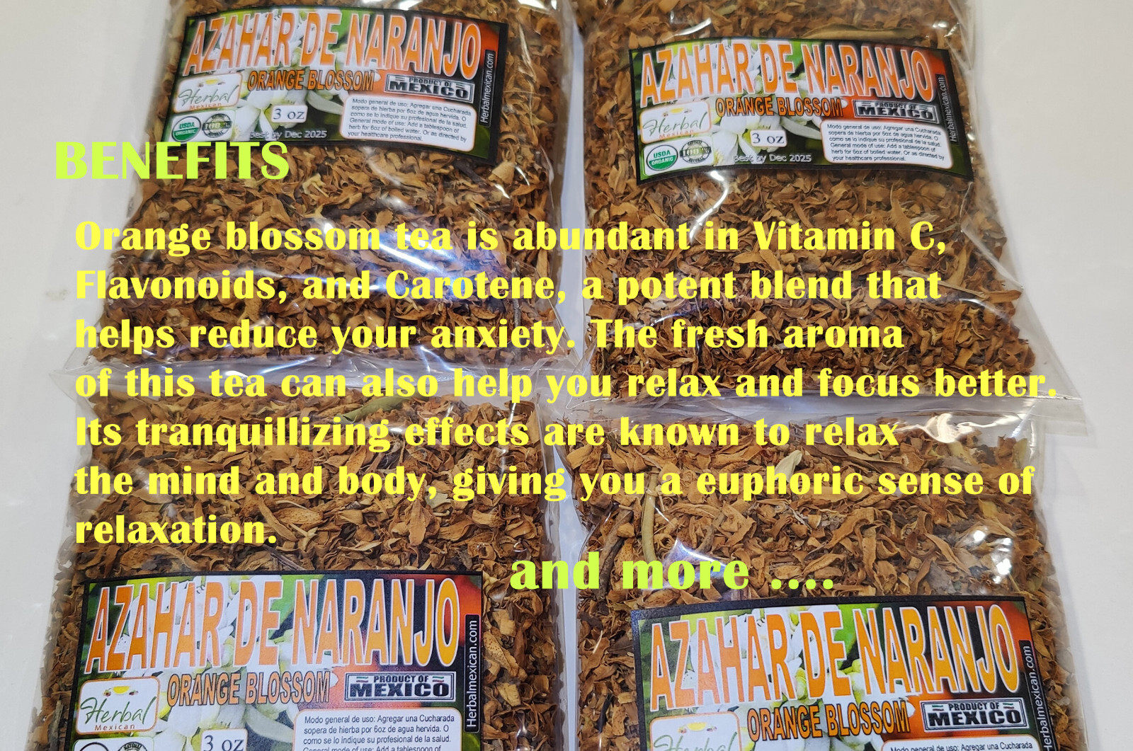 3oz orange blossom, orange blossom tea, orange blossom relax and focus better !!