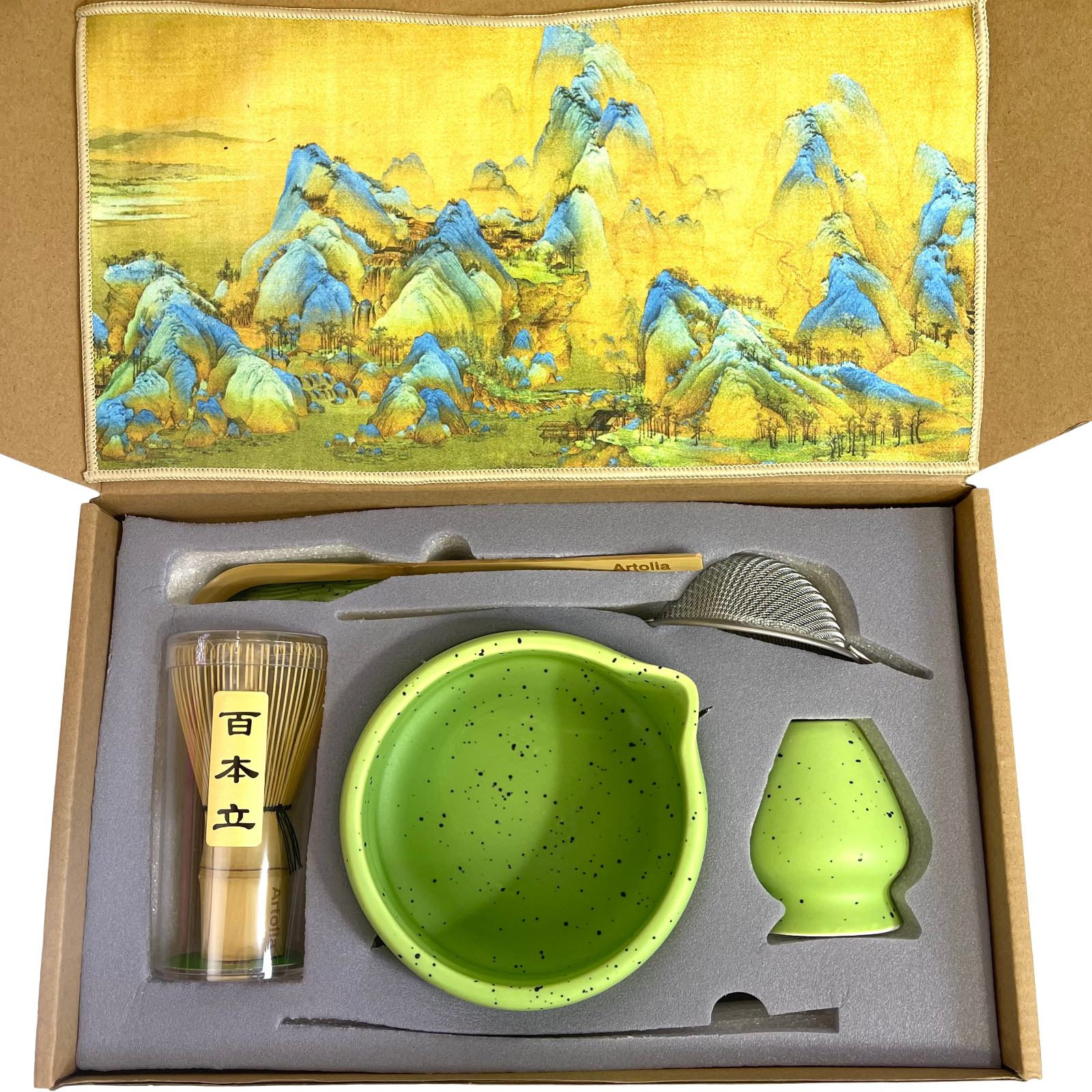 Matcha Whisk Set 7pcs Japanese Matcha Making Kit Ceramic Bowl with Spout, Bamboo