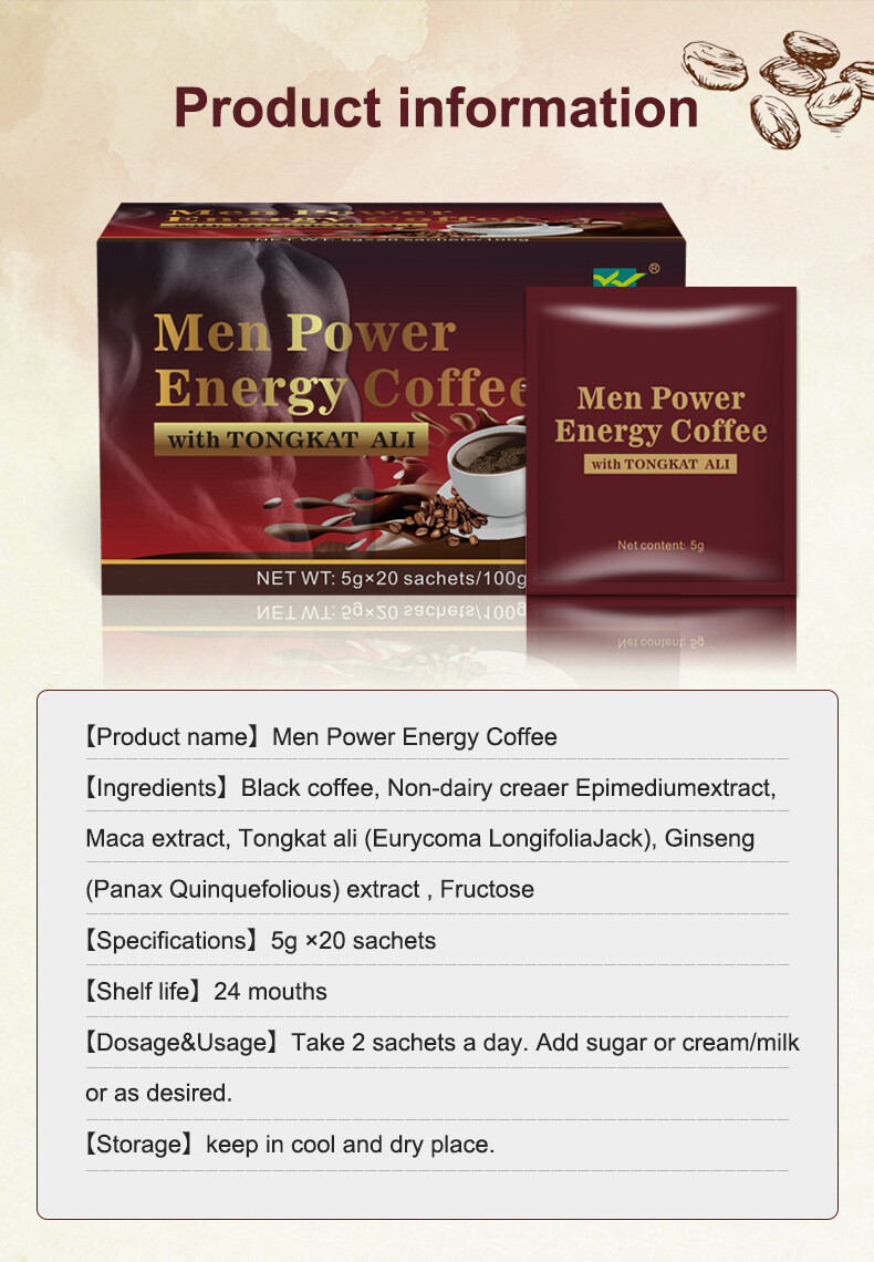 Ginseng Coffee Maca Coffee Men Power Energy Coffee Active Instant Black Coffee