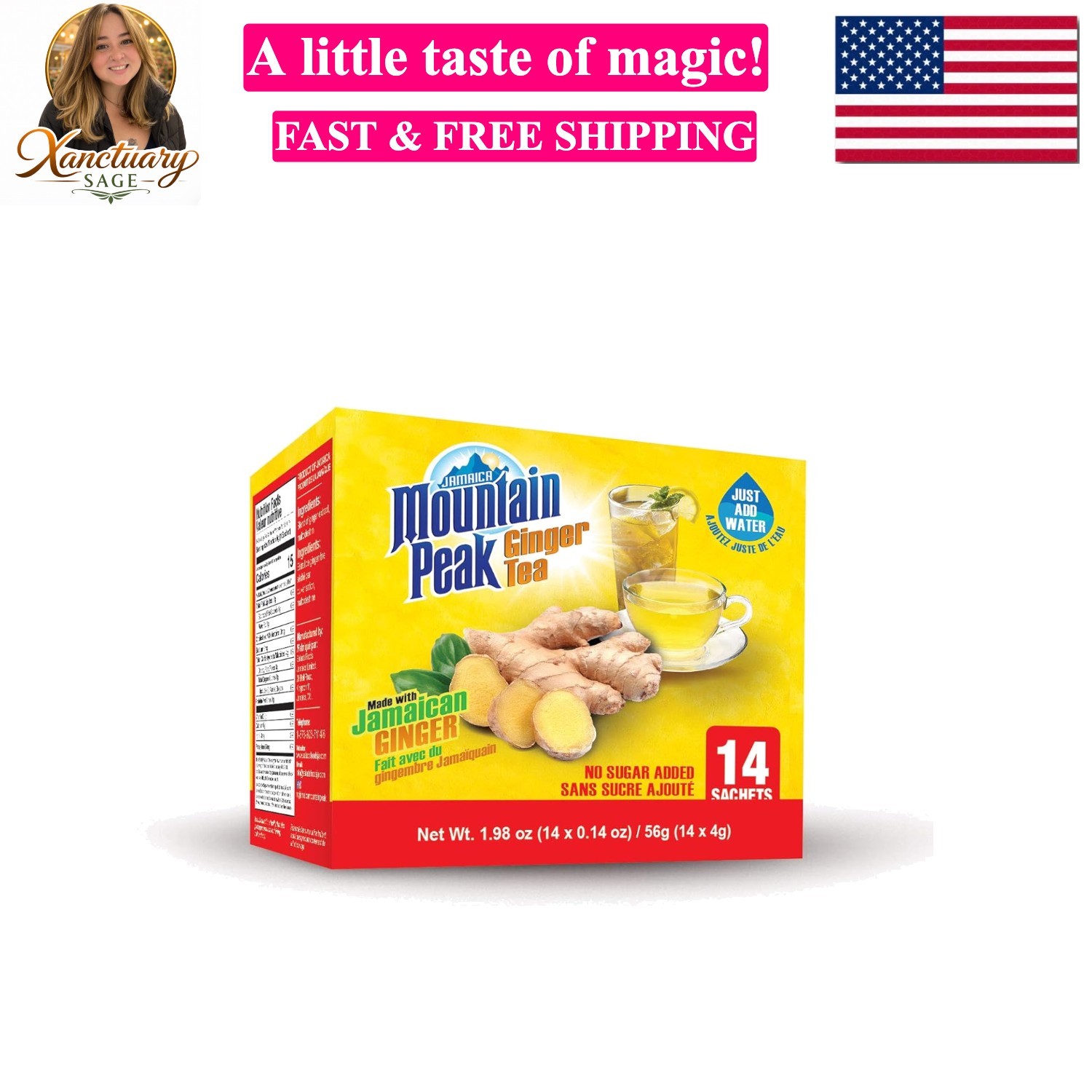 Ginger Instant Tea Unsweetened 14 sachets