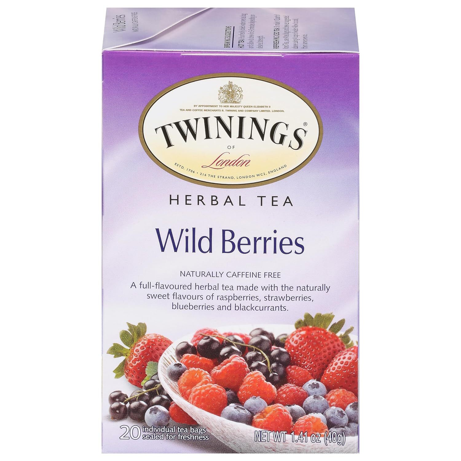 2 Pack – Twinings Wild Berries Flavored Caffeine Free Herbal Tea – 20 count