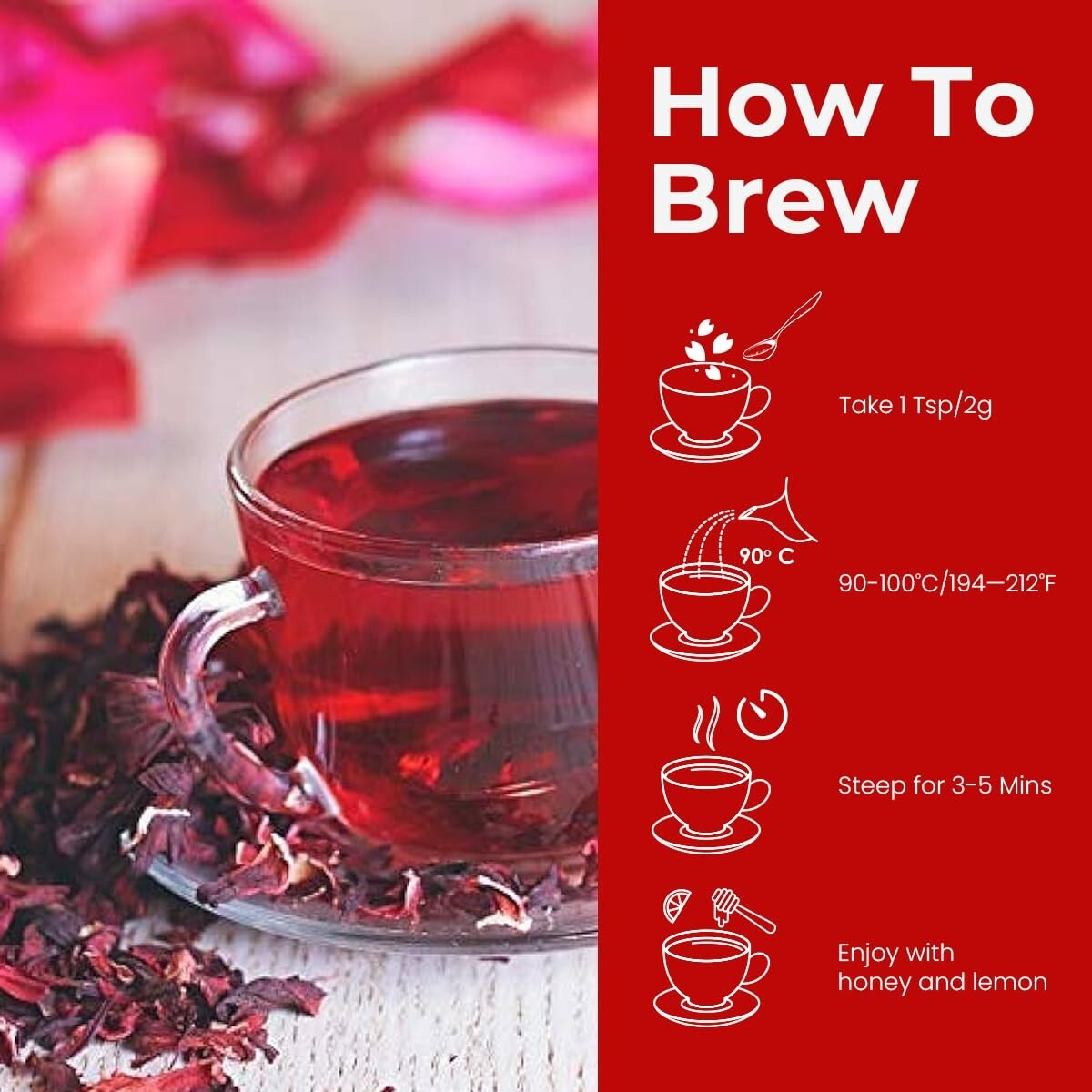 Dried Hibiscus Flowers Cut & Sifted, Flor de Jamaica, Hibiscus Tea Jamaica 200g