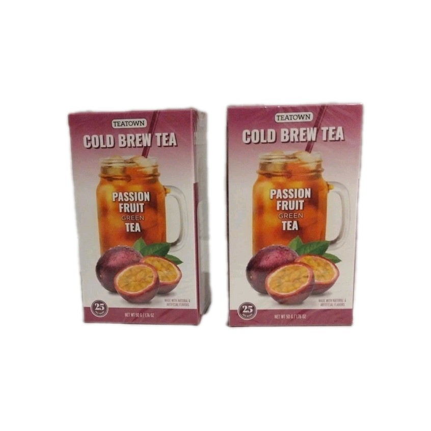 2 COLD BREW ICED TEA PASSION FRUIT GREEN TEATOWN 25 Bags