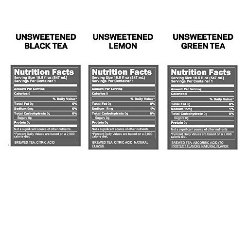 Pure Leaf Iced Tea, Unsweetened Variety Pack, 18.5oz Bottles, 12Pack, Zero Sugar
