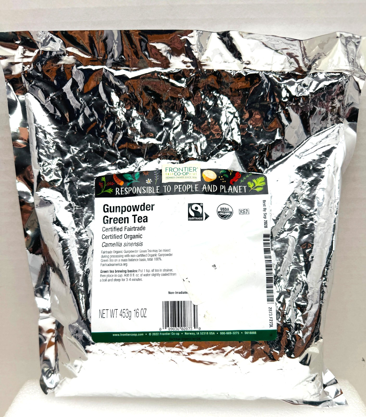 16oz Organic Gunpowder Green Loose Herb Caffeinated Tea leaves Fair trade Bulk