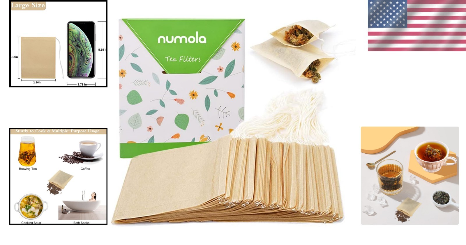 Organic Disposable Tea Bags – 100 Count Unbleached Filter Bags for Loose Leaf
