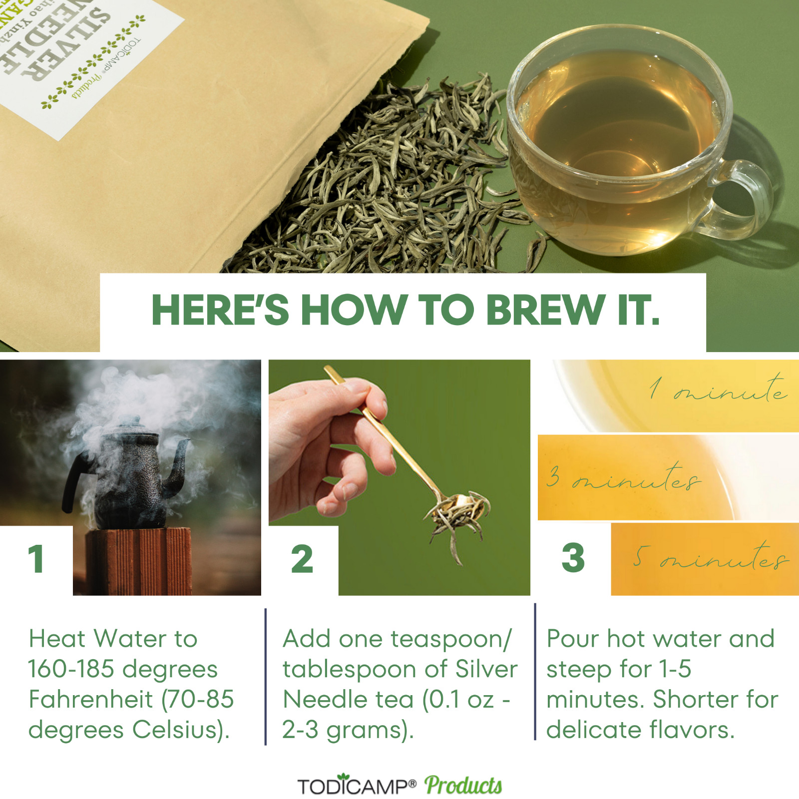 TODICAMP White Tea Organic Silver Needle Tea – 3 Oz