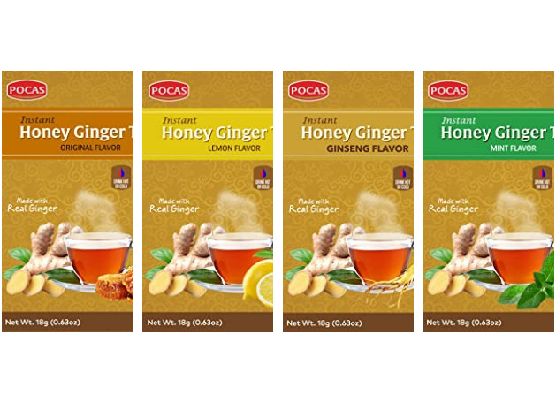 Pocas Instant Honey Ginger Tea – Original, Turmeric, Mint, Lemon, Ginseng Flavor
