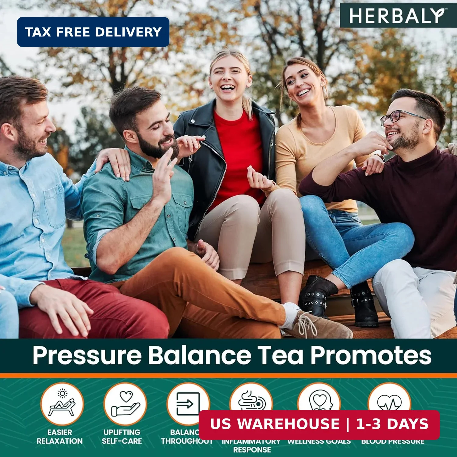 Herbaly Heart Functional Tea,9 Superherbs,Organic,Sugar Free,Caffeine-Free,1Pack