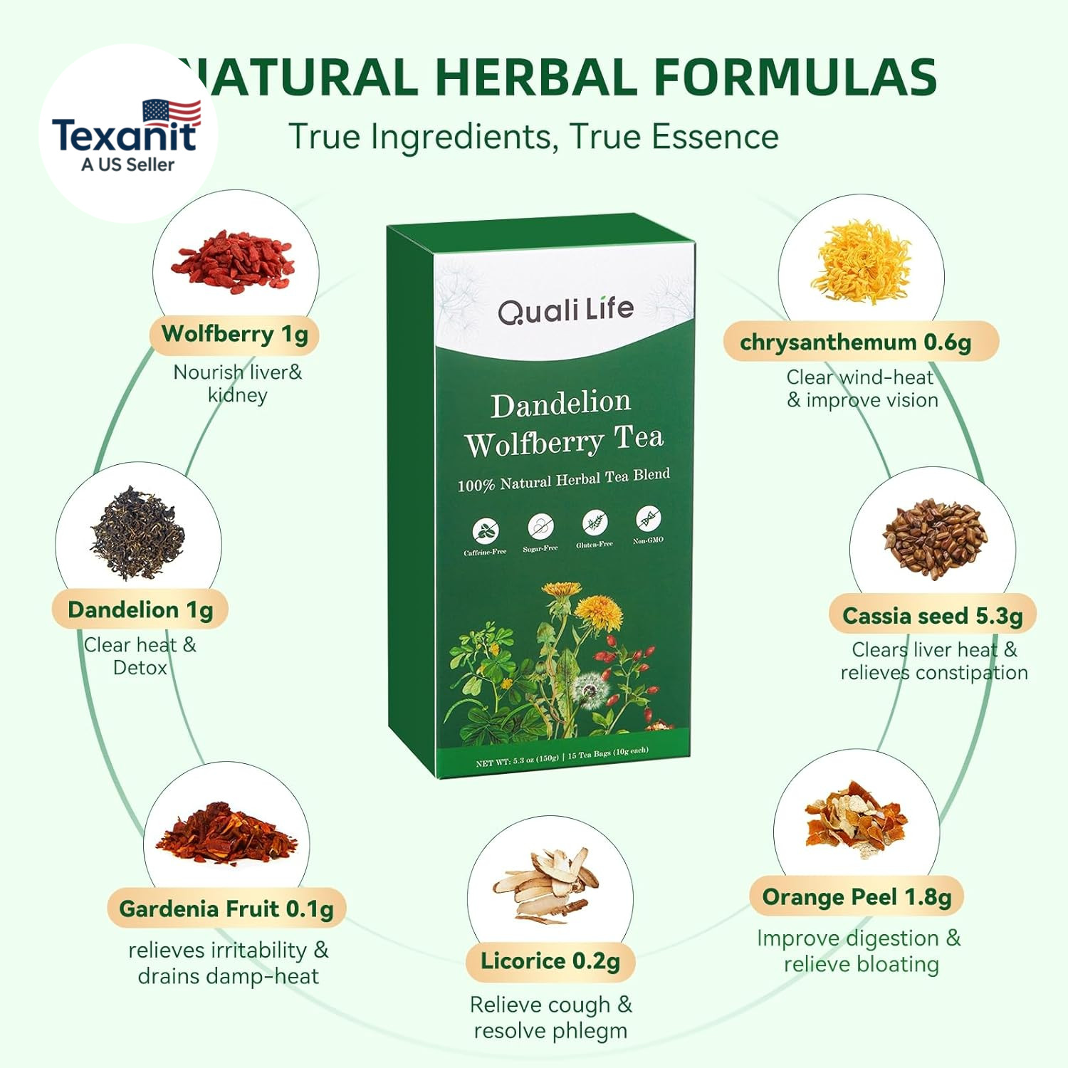 Dandelion Wolfberry Tea – Liver & Kidney Detox Herbal Tea, Summer Cleanse with C