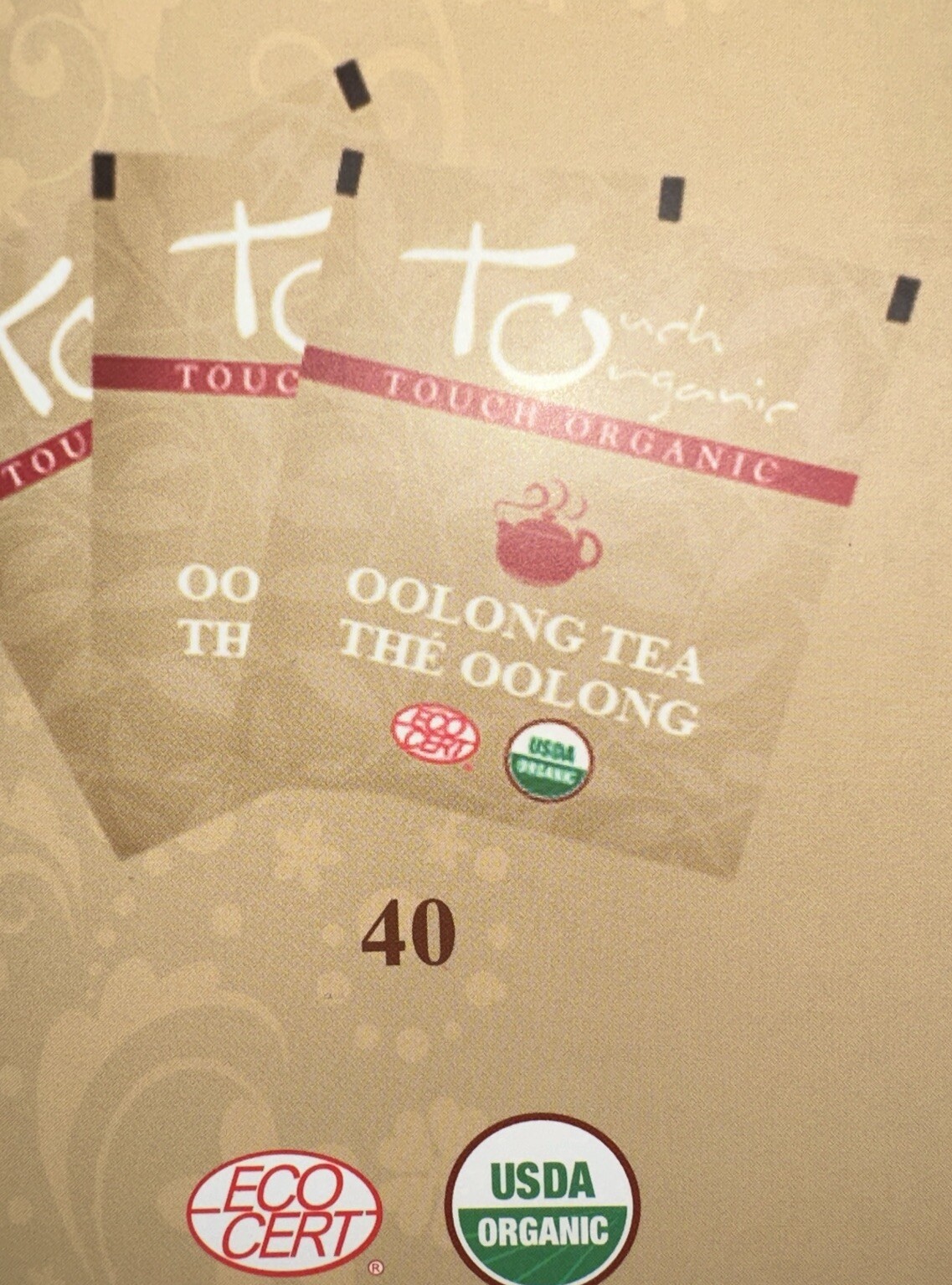 TOUCH ORGANIC OOLONG ORGANIC TEA 2 Boxes= 80 Tea Bags-BB 10/2026