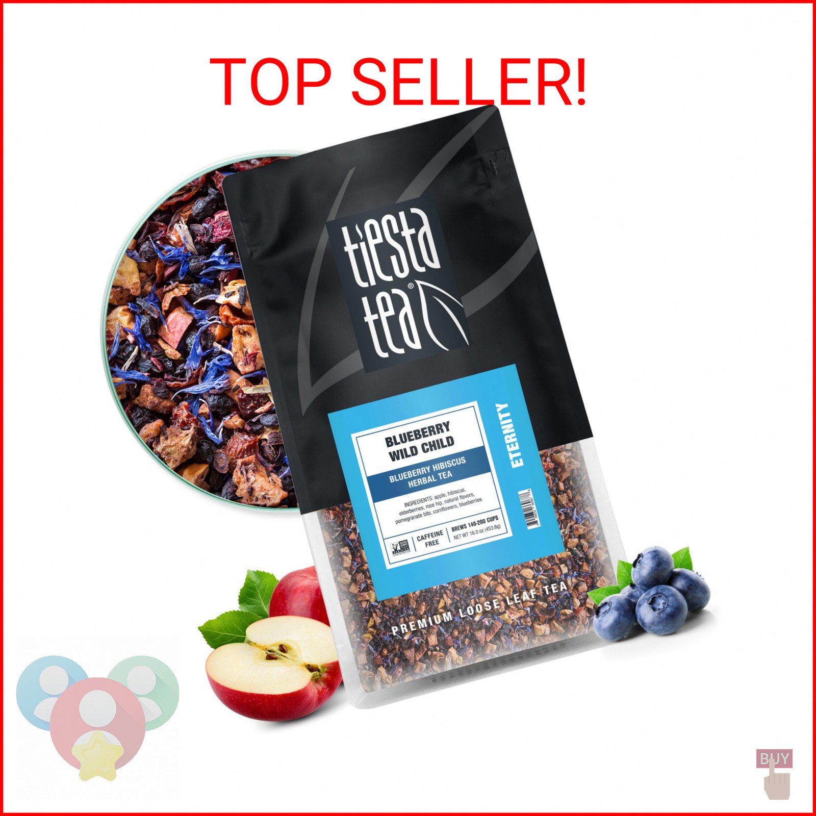 Tiesta Tea Blueberry Wild Child, Loose Leaf, Blueberry Hibiscus Herbal Tea, Prem