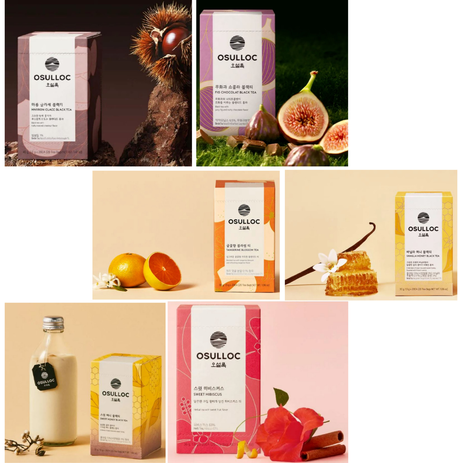 OSULLOC Jeju 6 Flavors Daily Natural Tea Bags Korea Tea 20ea From Korea
