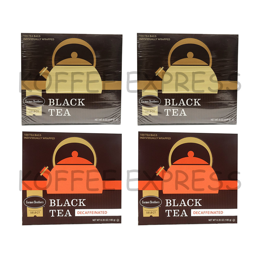 Farmer Brothers Black Tea: 2 Boxes Regular (200 bags) & 2 Boxes Decaf (200 bags)