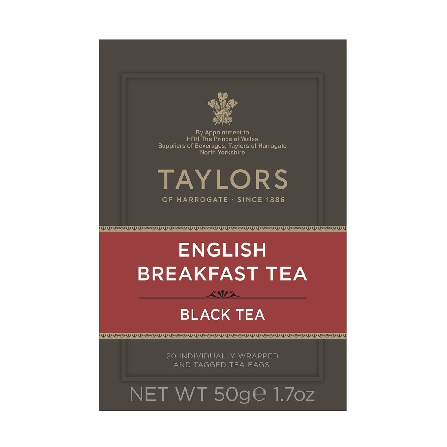 20 Count Pack English Breakfast Tea Bags – Full-Bodied Flavor Ideal for Any Time