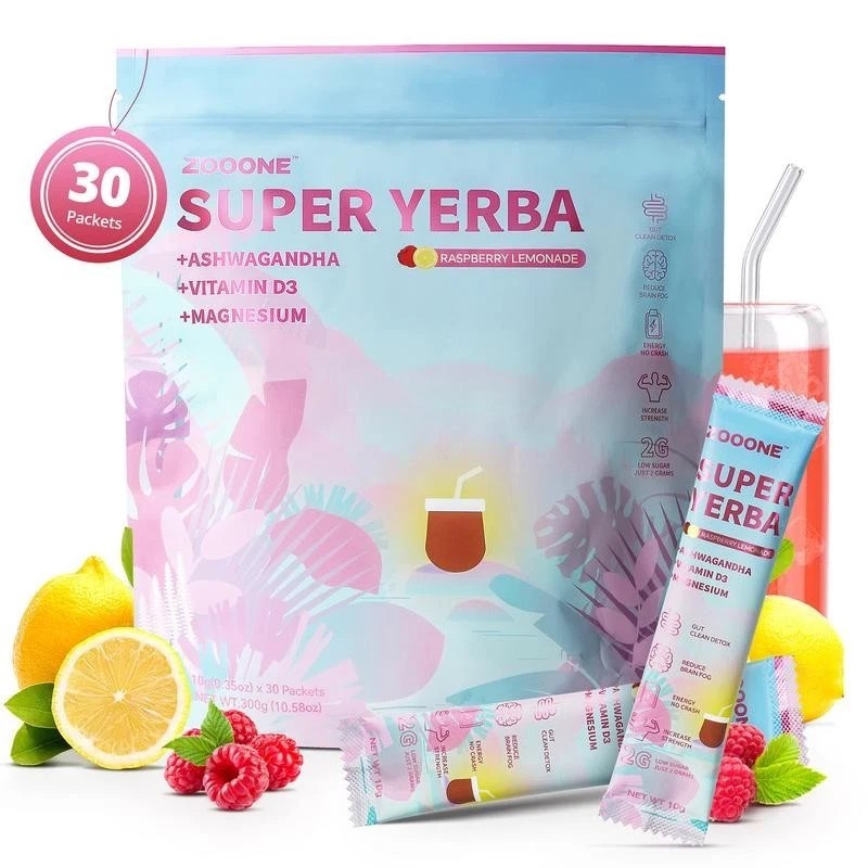 Zooone Super Yerba Instant Powder- Raspberry Lemonade –30 Servings