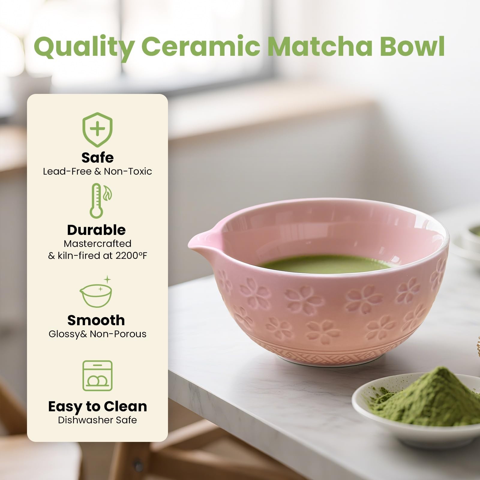 Matcha Whisk Set, Pink Matcha Kit (9 Pcs) Includes Bowl, Whisk, Holder, Scoop…