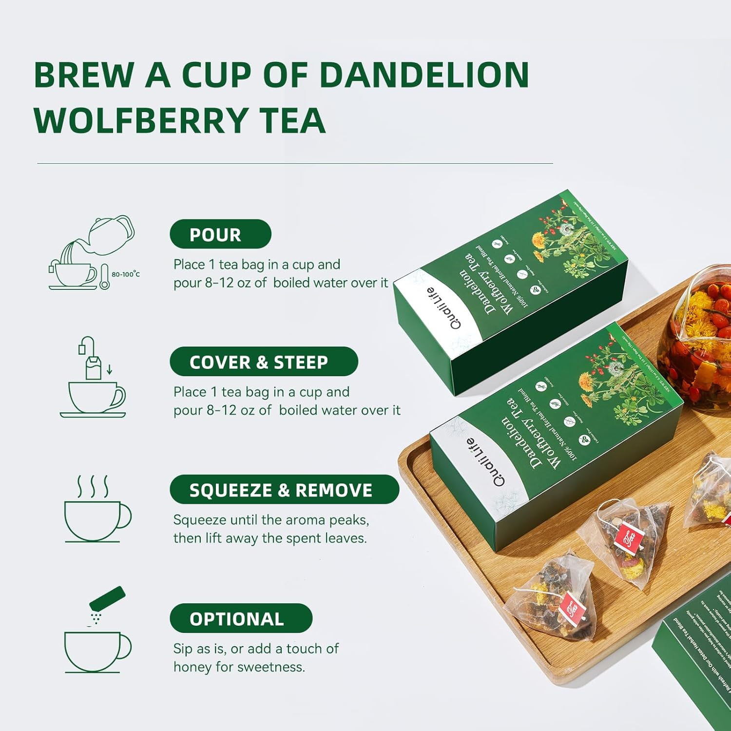Dandelion Wolfberry Tea – Liver & Kidney Detox Herbal Tea, Summer Cleanse with C