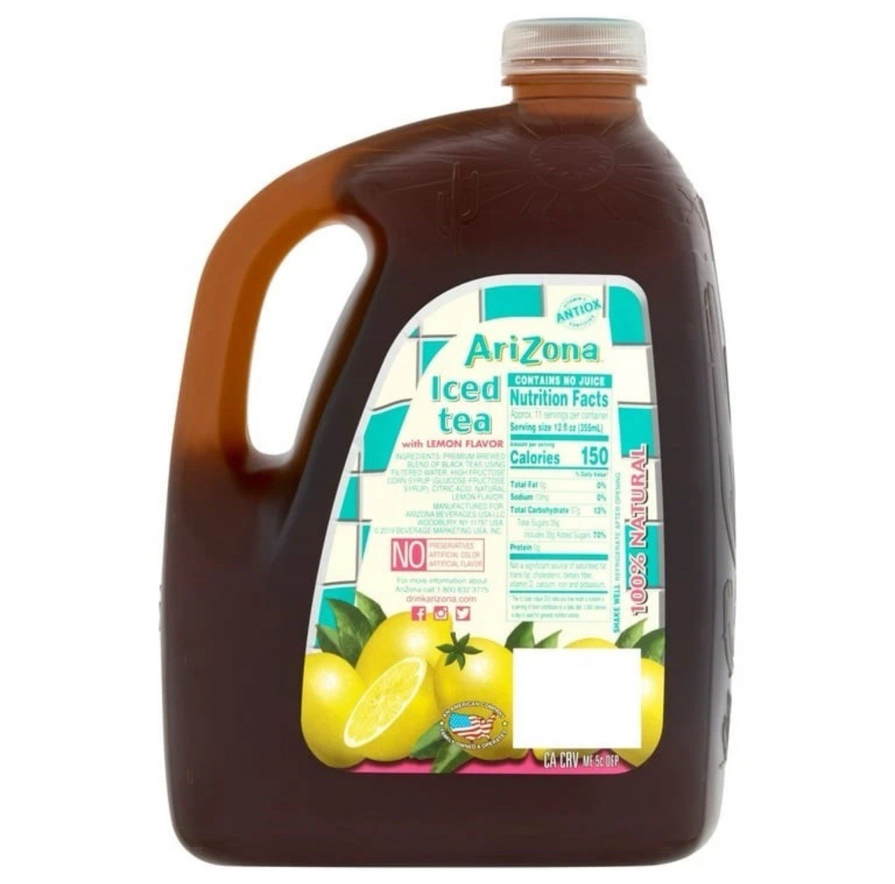 2 PK – AriZona ☀️ Sun Brewed Style Iced Tea w/ 🍋 Lemon Flavor, 128 fl oz
