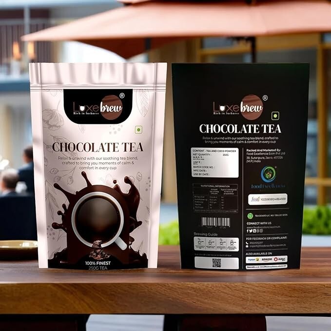 Luxebrew Chocolate Tea Rich & Aromatic Chocolate Flavored Tea Leaves 250gm