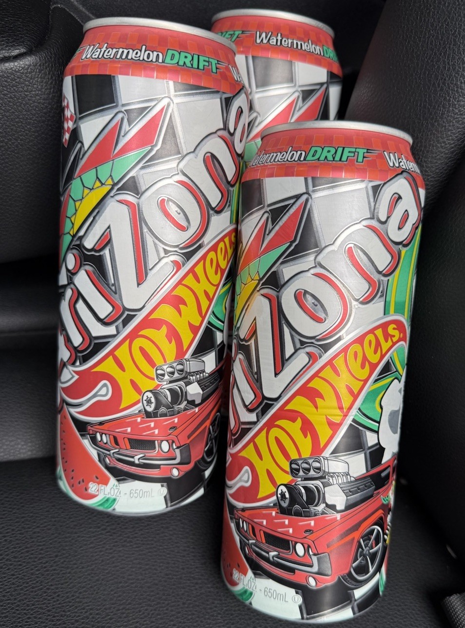 Two Cans Of Arizona x Hot Wheels Watermelon Drift Black And White Tea