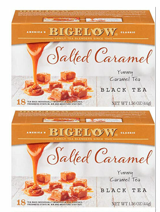 Lot 2 NIB Bigelow Salted Caramel Black Tea 36 Bag Brew Instant Halloween Holiday