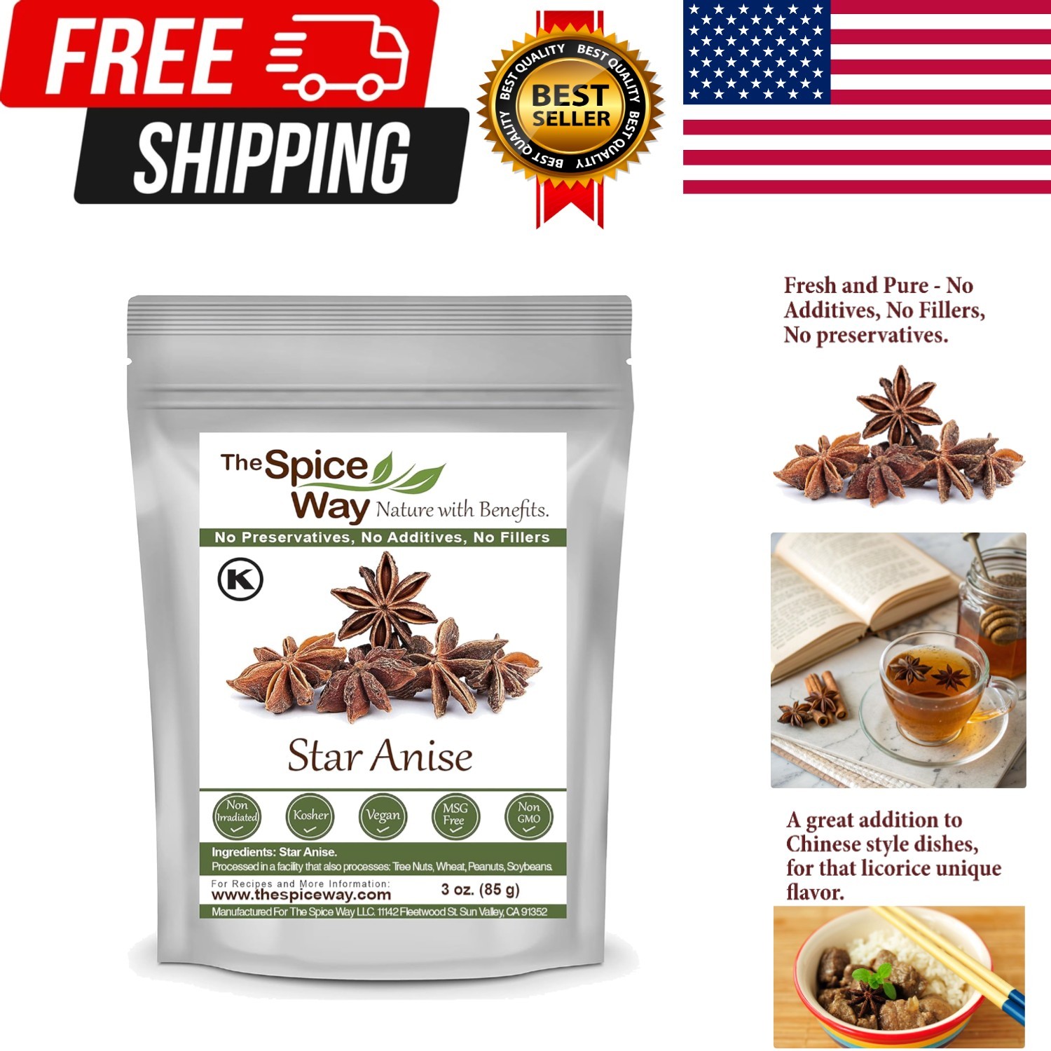 Star Anise – whole star anise 3 oz great for baking and tea