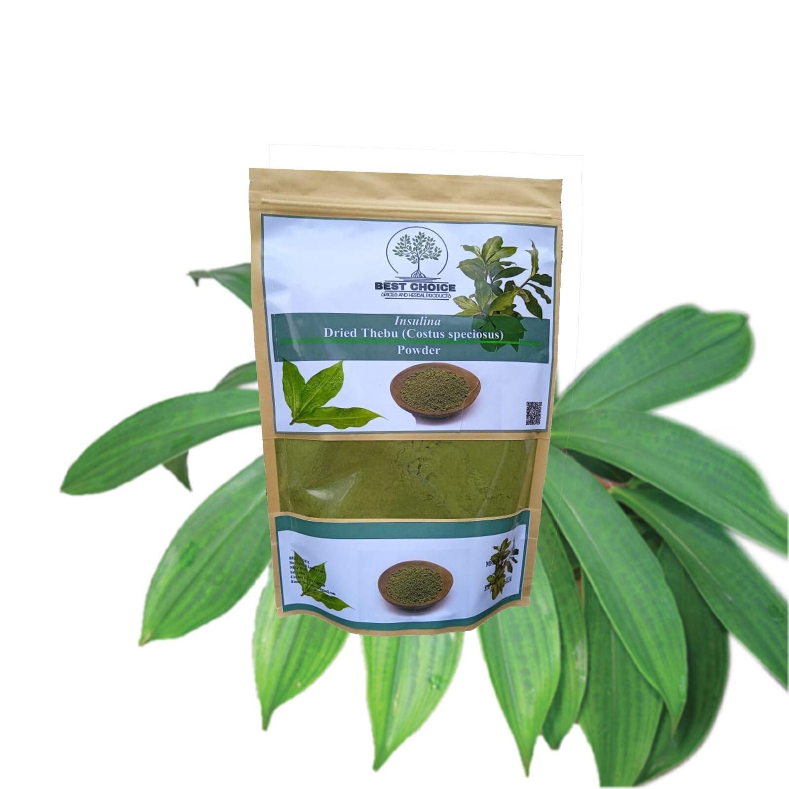 Organic Fresh Dried Insulina Plant Leaves Powder ( Costus Igneus ) Thebu