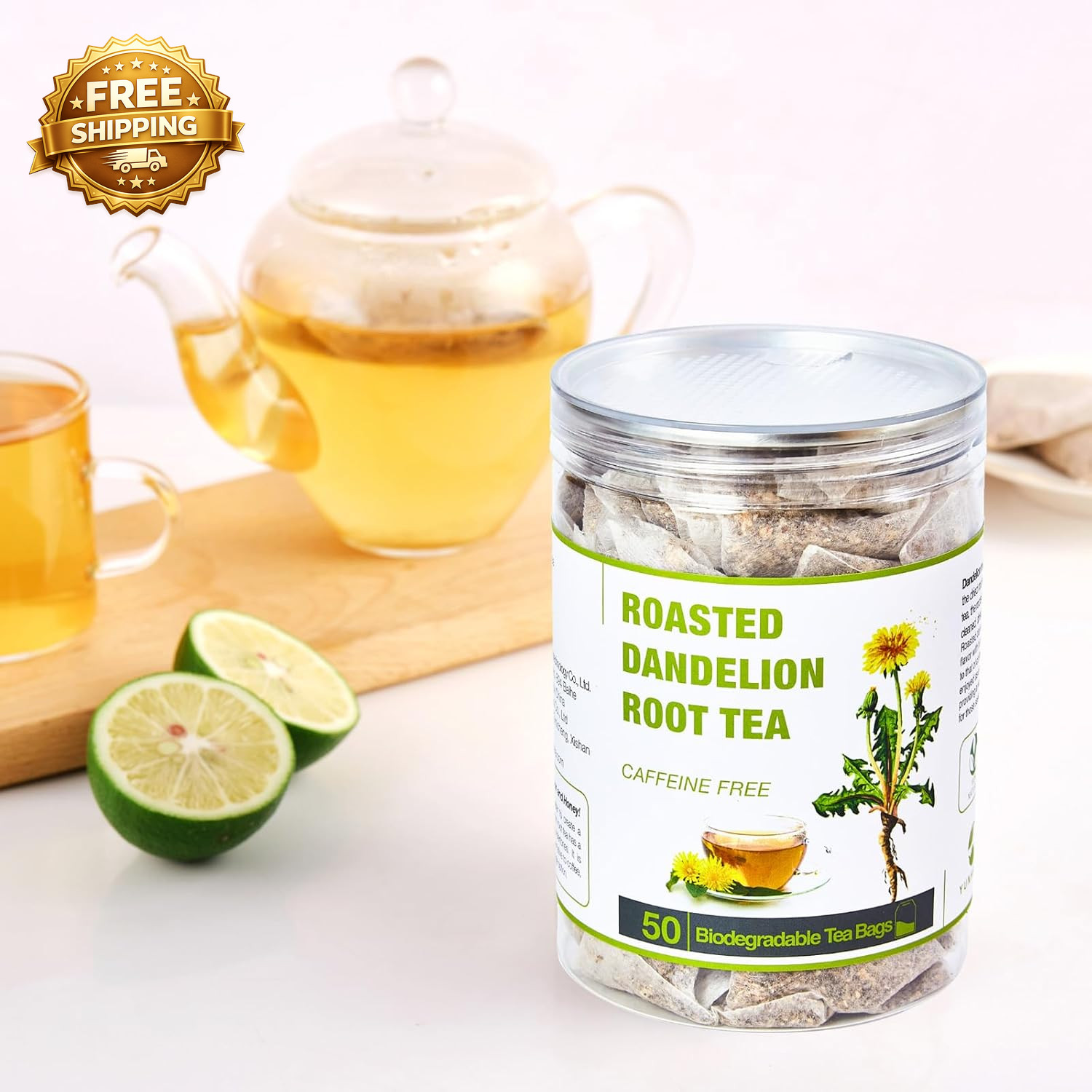 50 Bags Roasted Dandelion Root Tea Bags 2.5/Bags Natural Dried Dandelion Root