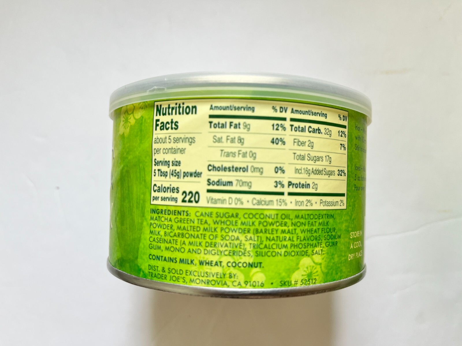 LOT OF 4 Trader Joe’s Matcha Green Tea Latte Mix 8 oz.Each – Exp. 01/2026