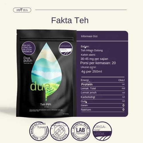 PiPi Tea Organic Oolong Tea Bags–Whole Leaf, 20 Bags(4g Each)–Cortisol & Calming