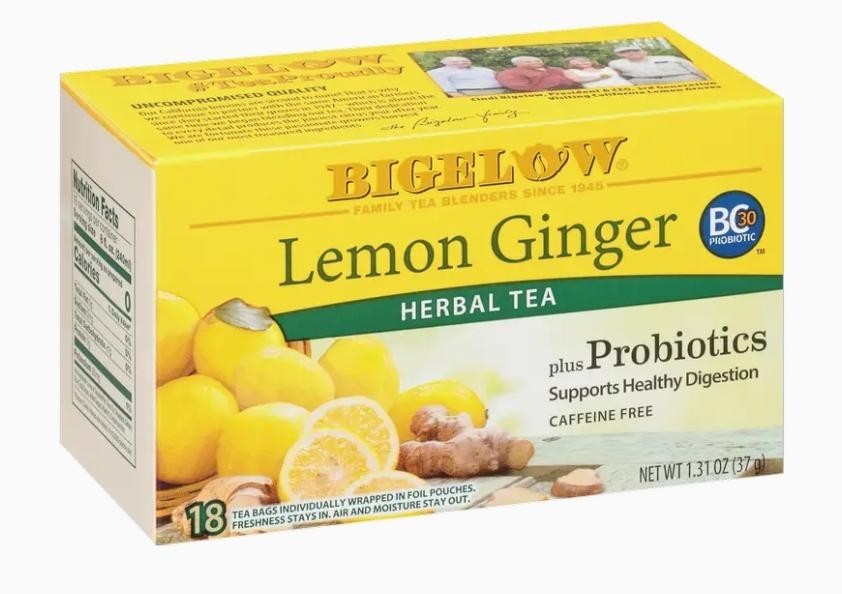 Bigelow Tea Herbal Plus Probiotics Lemon Ginger 18 Bag( 2packs)