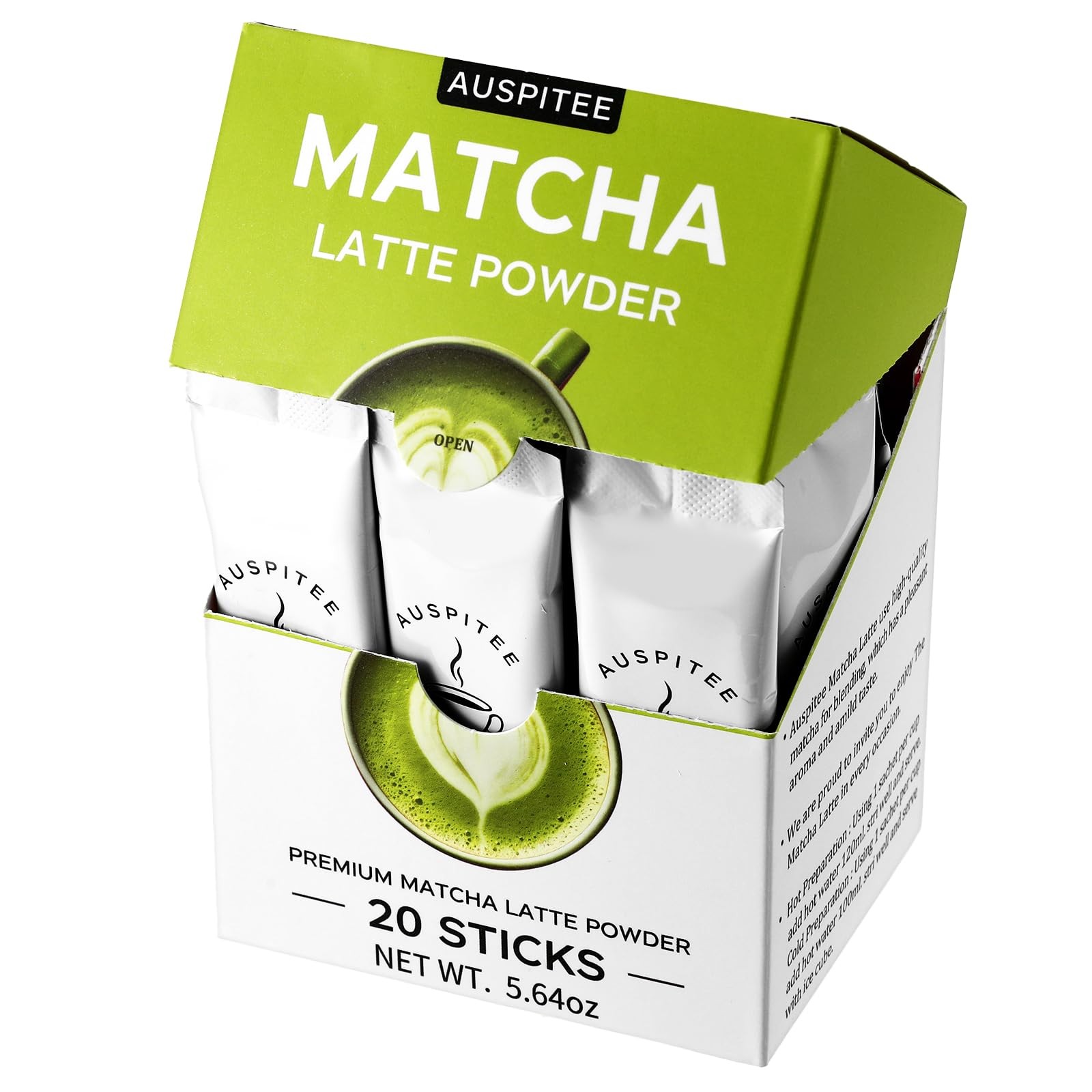 New Latte Green Tea Powder Single Pack, Premium Barista Science Blend Individual