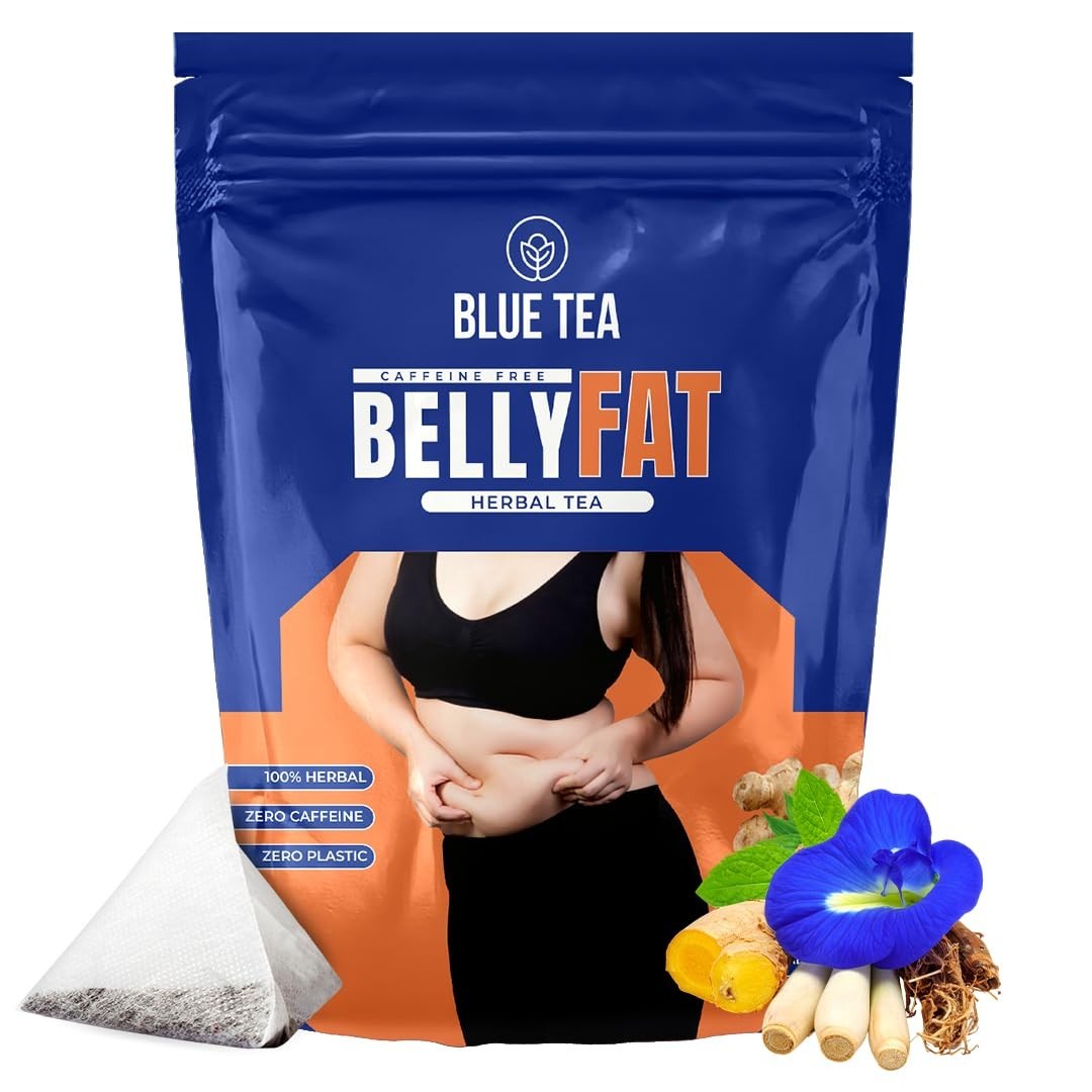 BLUE TEA Belly Fat 30 Tea Bags Pyramid Plant Based Caffeine Free Herbal Tea