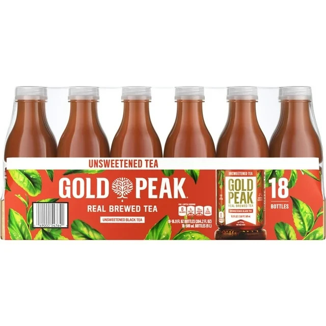 Gold Peak Unsweetened Tea 16.9oz 18-Pack – Zero Calorie Real Brewed