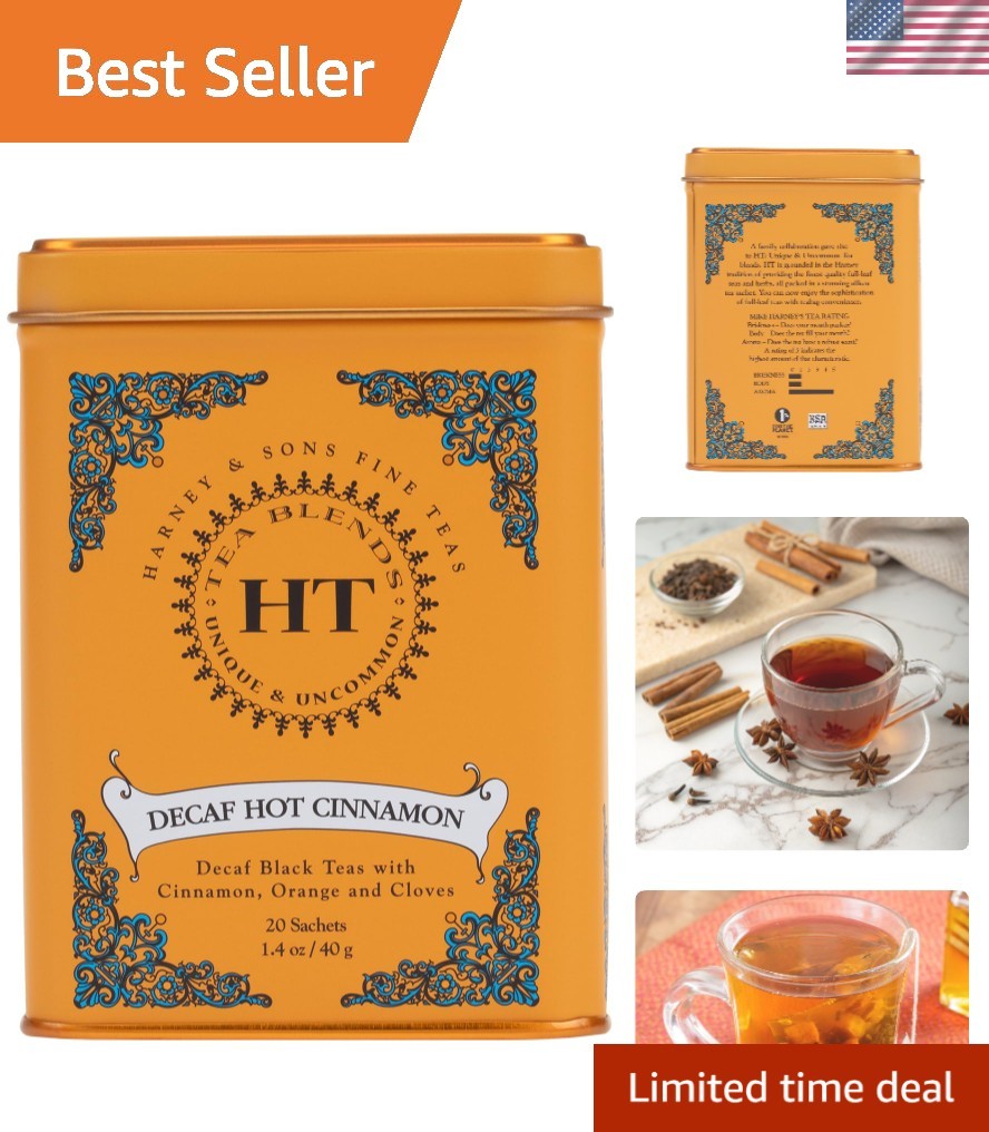 Harney and Sons Decaf Hot Cinnamon , Decaf Flavored Black 20 Sachets per Tin …